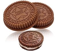 Meiyouju 2 Pieces Cookie Cake Molds, Oreo Biscuit Silicone Molds, 7.5 Inch Baking Molds Silicone Non-Stick and Quick Release Bakeware for Layer Cakes, Brownies, Baked Cakes