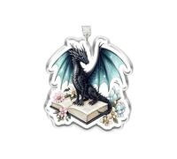 MEIYSTICK Black Dragon on Book Dust Plug Charm, Bookish Kindle Charm, Acrylic Dust Plug Charms Type C or Lightning, Kindle Accessories Charms, Fantasy Readers Gifts for Book Lovers (Lightning)