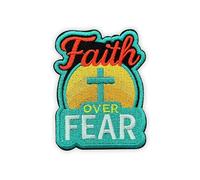 MEIYSTICK Faith over Fear Cross Hook and Loop Embroidery Patches for Backpacks Hats Vest Dog Harness Bags, Bible Size 3" Tactical Applique Patch for Clothes, Religious Embroidery Patches for Christian