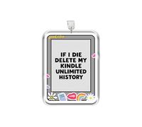 MEIYSTICK If I Die Delete My Kindle Unlimited History Dust Plug Charm, Kindle Charm, Acrylic Dust Plug Charms Type C or Lightning, Kindle Accessories Charms, Bookish Gifts for Book Lover (Lightning)