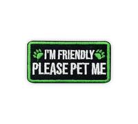 MEIYSTICK I'm Friendly Please Pet Me Hook and Loop Embroidery Patches for Backpacks Hats Vest Dog Harness Bags, Size 3" Tactical Applique Patch for Clothes, Service Dog Embroidery Patches for Pet Mom