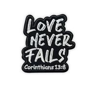 MEIYSTICK Love Never Fails Hook and Loop Embroidery Patches for Backpacks Hats Vest Dog Harness Bags, Bible Size 3" Tactical Applique Patch for Clothes, Religious Embroidery Patches for Christians