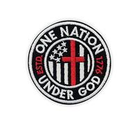MEIYSTICK One Nation Under God Hook and Loop Embroidery Patches for Backpacks Hats Vest Dog Harness Bags, Cross Flag Size 3" Tactical Applique Patch for Clothes, Faith Embroidery Patches for Christian