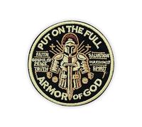 MEIYSTICK Put on The Full Armor of God Hook and Loop Embroidery Patches for Backpacks Hats Vest Dog Harness Bags, Size 3" Tactical Applique Patch for Clothes, Faith Embroidery Patches for Christian