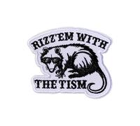MEIYSTICK Rizz 'Em with the Tism Embroidery Patches for Clothes Backpacks Hats Jeans Bags, Possum Size 3" Iron Patch or Sew On Patches, Humor Sarcastic Embroidery Patches, Meme Animal Gift for Him Her