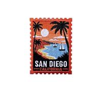 MEIYSTICK San Diego California Beach Stamp Patch 3" Coastal Travel Lovers | Patches for Clothes Backpacks Hats Jeans Bags, Iron On/Sew On Embroidery Patch, Vintage Landmark Gift for Traveler Adventurer