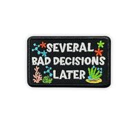 MEIYSTICK Several Bad Decisions Later Hook and Loop Embroidery Patches for Backpacks Hats Vest Dog Harness Bags, Sarcastic Size 3" Tactical Applique Patch for Clothes, Mental Health Embroidery Patches