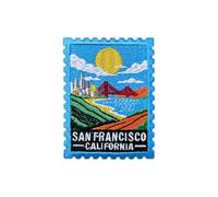 MEIYSTICK Stamp San Francisco California Patch 3" USA Travel Lover Souvenir | Patches for Clothes Backpacks Hats Jeans Bags, Iron On/Sew On Embroidery Patch, Vintage Landmark Gift for Traveler Adventurer