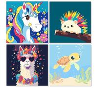 MEIYUDA 4 Pack Paint by Numbers for Children with Frame Sea Turtle, DIY Canvas Oil Painting Kit Kids Ages 4-8-12, Arts and Crafts Drawing Paintwork for Home Wall Decor 20x20cm