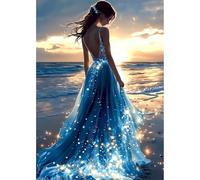 MEIYUDA 5D Diamond Art Painting Kits Adults Beautiful Back, DIY Round Full Drill Diamond Painting Kit for Adults Beginners, Crystal Gem Art Diamond Painting for Home Wall Decor 30x40cm