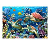 MEIYUDA 5D Diamond Art Painting Kits Adults Sea Turtle, DIY Round Full Drill Diamond Painting Art Kit for Adults Kids Beginners, Crystal Gem Art Diamond Painting for Home Wall Decor 40x30cm