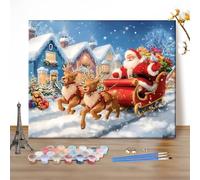 MEIYUDA Christmas DIY Paint by Numbers for Adults Santa Claus, Christmas Paint by Numbers Kits, Arts and Crafts for Beginner Drawing Paintwork Wall Art 50x40cm(Without Frame)