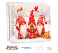 MEIYUDA Christmas DIY Paint by Numbers for Adults with Frame Gnome, Christmas Paint by Numbers Kits, Arts and Crafts for Beginner Drawing Paintwork Wall Art 35x25cm