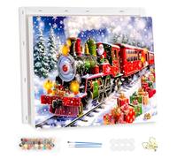 MEIYUDA Christmas DIY Paint by Numbers for Adults with Frame Santa Claus, Christmas Arts and Crafts Kit for Adults Beginner, Drawing Paintwork for Home Wall Decor 35x25cm