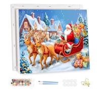 MEIYUDA Christmas Paint by Numbers for Adult with Frame Santa Claus, Christmas DIY Canvas Oil Painting Kit for Beginner, Arts and Crafts Drawing Paintwork for Home Wall Decor 35x25cm