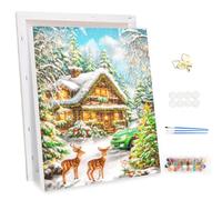 MEIYUDA Christmas Paint by Numbers Kits for Adult with Frame Winter, Christmas DIY Canvas Oil Painting Kit for Adult or Beginner, Arts and Crafts Kit for Home Wall Decor 25x35cm