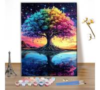 MEIYUDA DIY Paint by Numbers for Adults Colorful Tree of Life, Arts and Crafts Kit for Adults Beginner Acrylic Pigment, Painting Numbers Drawing Paintwork for Home Wall Decor 30x40cm(Without Frame)