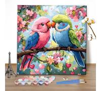 MEIYUDA DIY Paint by Numbers for Adults Couple Birds, Arts and Crafts Kit for Adults Beginner Acrylic Pigment, Drawing Paintwork for Home Wall Decor 40x40cm(Without Frame)