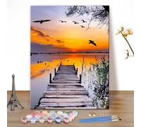 MEIYUDA DIY Paint by Numbers for Adults Landscape, Sunset Paint by Numbers Kits, Arts and Crafts for Beginner, Drawing Paintwork Wall Art 40x50cm(Without Frame)