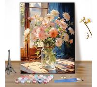 MEIYUDA DIY Paint by Numbers for Adults Morning Flowers, Paint by Numbers Kits Painting Numbers, Arts and Crafts for Beginner Acrylic Pigment Drawing Paintwork Wall Art 30x40cm(Without Frame)