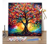 MEIYUDA DIY Paint by Numbers for Adults Tree of Life, Arts and Crafts Kit for Adults Beginner Acrylic Pigment, Painting Numbers Drawing Paintwork for Home Wall Decor 40x40cm(Without Frame)