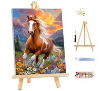 MEIYUDA DIY Paint by Numbers for Adults with Frame Animal Horse, Paint by Numbers Kits, Arts and Crafts for Beginner, Drawing Paintwork Wall Art 25x35cm