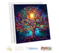 MEIYUDA DIY Paint by Numbers for Adults with Frame Colorful Tree of Life, Paint by Numbers Kits, Arts and Crafts for Beginner Paint by Numbers Acrylic Pigment Drawing Paintwork Wall Art 30x30cm