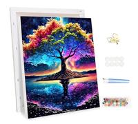 MEIYUDA DIY Paint by Numbers for Adults with Frame Colorful Tree of Life, Paint by Numbers Kits, Arts and Crafts for Beginner, Paint by Numbers Acrylic Pigment Drawing Paintwork Wall Art 30x40cm