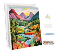 MEIYUDA DIY Paint by Numbers for Adults with Frame Colourful Mountains, Sunrise Arts and Crafts Kit for Adults Beginner, Paint by Numbers Acrylic Pigment Drawing Paintwork for Home Wall Decor 30x40cm