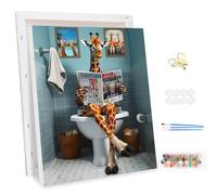 MEIYUDA DIY Paint by Numbers for Adults with Frame Funny Giraffe, Paint by Numbers Kits Paint by Numbers for Adults, Acrylic Pigment Drawing Paintwork Arts and Crafts for Beginner Wall Art 30x40cm