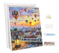 MEIYUDA DIY Paint by Numbers for Adults with Frame Hot Air Balloon, Paint by Numbers Kits Paint by Numbers, Arts and Crafts for Beginner Acrylic Pigment Drawing Paintwork Wall Art 30x40cm