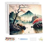MEIYUDA DIY Paint by Numbers for Adults with Frame Japanese Landscape, Paint by Numbers Kits Paint by Numbers, Arts and Crafts for Beginner Acrylic Pigment Drawing Paintwork Wall Art 40x30cm