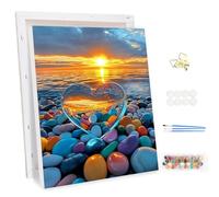 MEIYUDA DIY Paint by Numbers for Adults with Frame Landscape, Love Stone Paint by Numbers Kits, Paint by Numbers Arts and Crafts for Beginner Acrylic Pigment Drawing Paintwork Wall Art 30x40cm