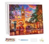 MEIYUDA DIY Paint by Numbers for Adults with Frame London at Sunset, Paint by Numbers Kits, Arts and Crafts for Beginner Acrylic Pigment Drawing Paintwork Wall Art for Home Wall Decor 40x30cm