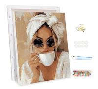 MEIYUDA DIY Paint by Numbers for Adults with Frame, Morning Coffee Paint by Numbers Kits, Arts and Crafts for Beginner Drawing Paintwork Wall Art 30x40cm