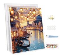 MEIYUDA DIY Paint by Numbers for Adults with Frame, Night Scene in Venice Paint by Numbers Kits, Arts and Crafts for Beginner Drawing Paintwork Wall Art 30x40cm