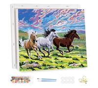 MEIYUDA DIY Paint by Numbers for Adults with Frame Prairie Galloping Horses, Paint by Numbers, Arts and Crafts Kit for Adults Beginner Acrylic Pigment Drawing Paintwork for Home Wall Decor 40x30cm