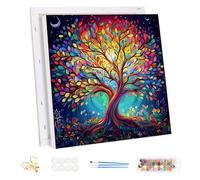 MEIYUDA DIY Paint by Numbers for Adults with Frame Tree of Life, Paint by Numbers Kits Landscape, Paint by Numbers Arts and Crafts for Beginner Acrylic Pigment Drawing Wall Art 30x30cm(Gift Box)