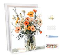 MEIYUDA DIY Paint by Numbers for Adults with Frame Watercolor Flower, Arts and Crafts Kit for Adults Beginner, Paint by Numbers Acrylic Pigment Drawing Paintwork for Home Wall Decor 30x40cm(Gift Box)