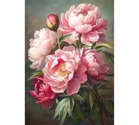 MEIYUDA Flowers Diamond Painting Kits for Adults, 5D Peony Flowers Diamond Art Kits for Adult Beginners, Flowers DIY Full Diamond Art Painting Kit for Home Wall Decor 12x16inch