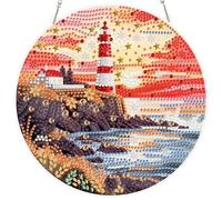 MEIYUDA Hanging 5D DIY Diamond Art Kits Adults, Lighthouse Diamond Painting Kit for Beginners Kids Suncatcher, Arts and Craft Kits for Adults Kids Home Wall Decor
