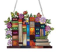 MEIYUDA Hanging Diamond Art Kits Adults Book, Flower Special Shaped Crystal Rhinestone Suncatcher, 5D Diamond Art for Adults Beginners Kids DIY Kits, Window Hanging Ornament