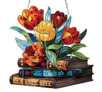 MEIYUDA Hanging Diamond Art Kits Adults Book, Flower Special Shaped Crystal Rhinestone Suncatcher, 5D Diamond Painting Kits for Adults Kids, DIY Gem Crystal Art Window Hanging Ornament