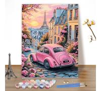 MEIYUDA Paint by Numbers for Adult Paris at Sunset, DIY Canvas Oil Painting Kit for Beginner, Acrylic Pigment Drawing Paintwork for Home Wall Decor 40x50cm(Without Frame)