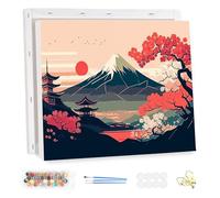 MEIYUDA Paint by Numbers for Adult with Frame Japanese Landscape, DIY Canvas Oil Painting Kit for Beginner, Arts and Crafts Kit Acrylic Pigment Drawing Paintwork for Home Wall Decor 40x30cm