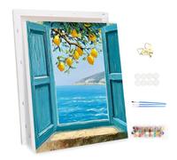 MEIYUDA Paint by Numbers for Adults with Frame, Coastal Lemon Tree-30x40cm | Arts and Crafts Kit for Adults Beginner, DIY Canvas Oil Painting Kit, Drawing Paintwork for Home Wall Decor