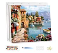 MEIYUDA Paint by Numbers for Adults with Frame Landscape Seaside, DIY Canvas Oil Painting Kit, Realistic Art Craft Kit, 40x30cm