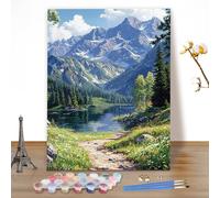MEIYUDA Paint by Numbers Kits for Adult Mountains, Landscape DIY Canvas Oil Painting Kit for Adult or Beginner, Acrylic Pigment for Home Wall Decor 40x50cm(Without Frame)