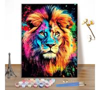 MEIYUDA Paint by Numbers Kits for Adult Rainbow Lion, DIY Canvas Oil Painting Kit for Adult or Beginner, Arts and Crafts Kit Acrylic Pigment for Home Wall Decor 30x40cm(Without Frame)