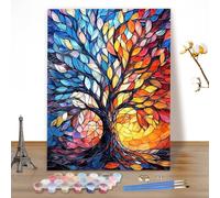 MEIYUDA Paint by Numbers Kits for Adult Tree of Life, DIY Landscape Canvas Oil Painting Kit for Adult or Beginner, Acrylic Pigment for Home Wall Decor 40x50cm(Without Frame)